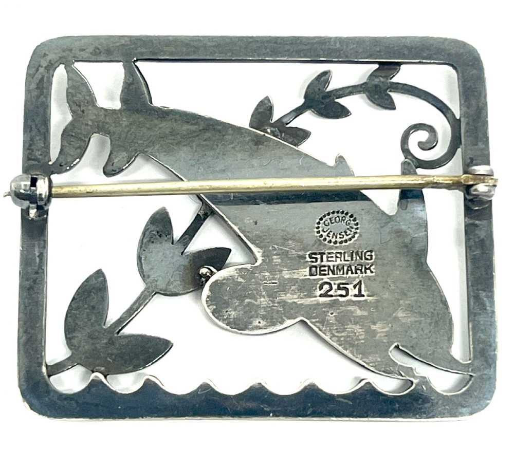 Georg Jensen Norwegian Silver Dolphin Brooch 251 View II