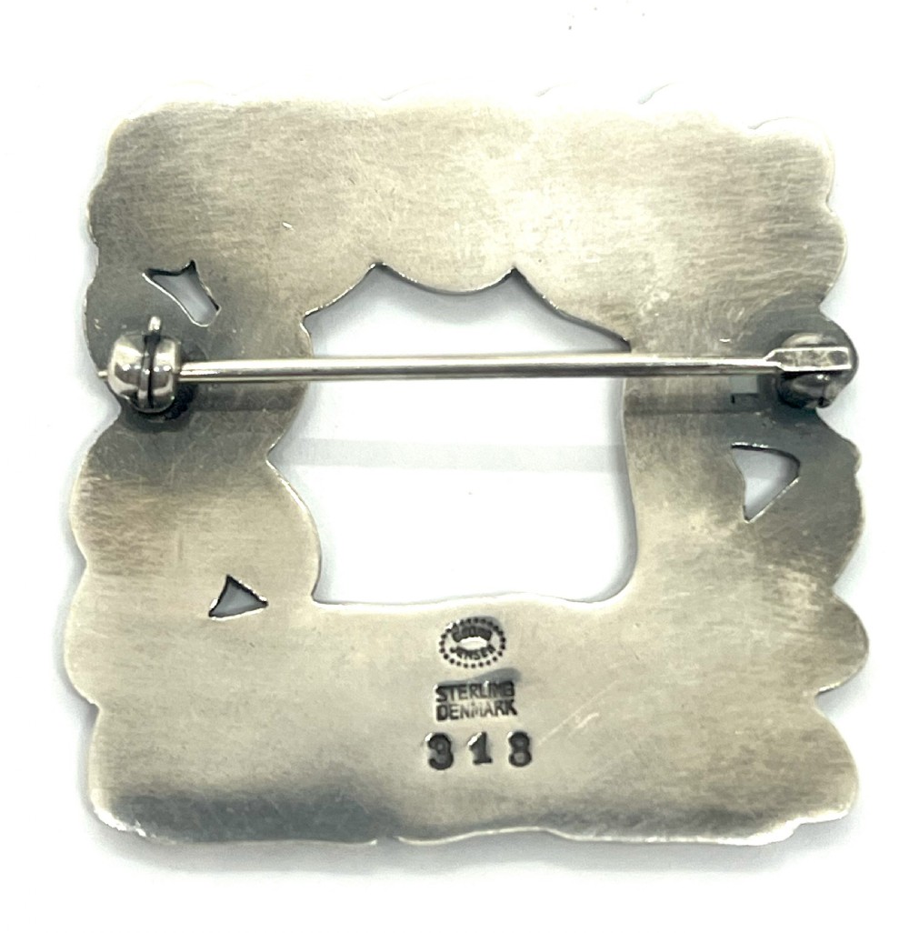 Georg Jensen Norwegian Silver Fawn & Squirrel Brooch 318 View II