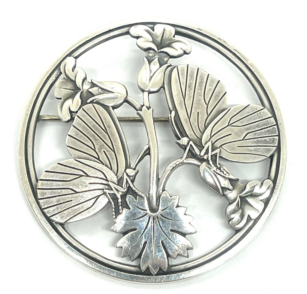 Georg Jensen Norwegian Silver Moonlight Blossom Brooch 283