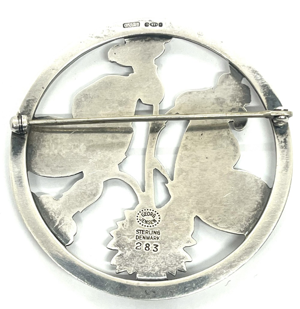 Georg Jensen Norwegian Silver Moonlight Blossom Brooch 283 View II