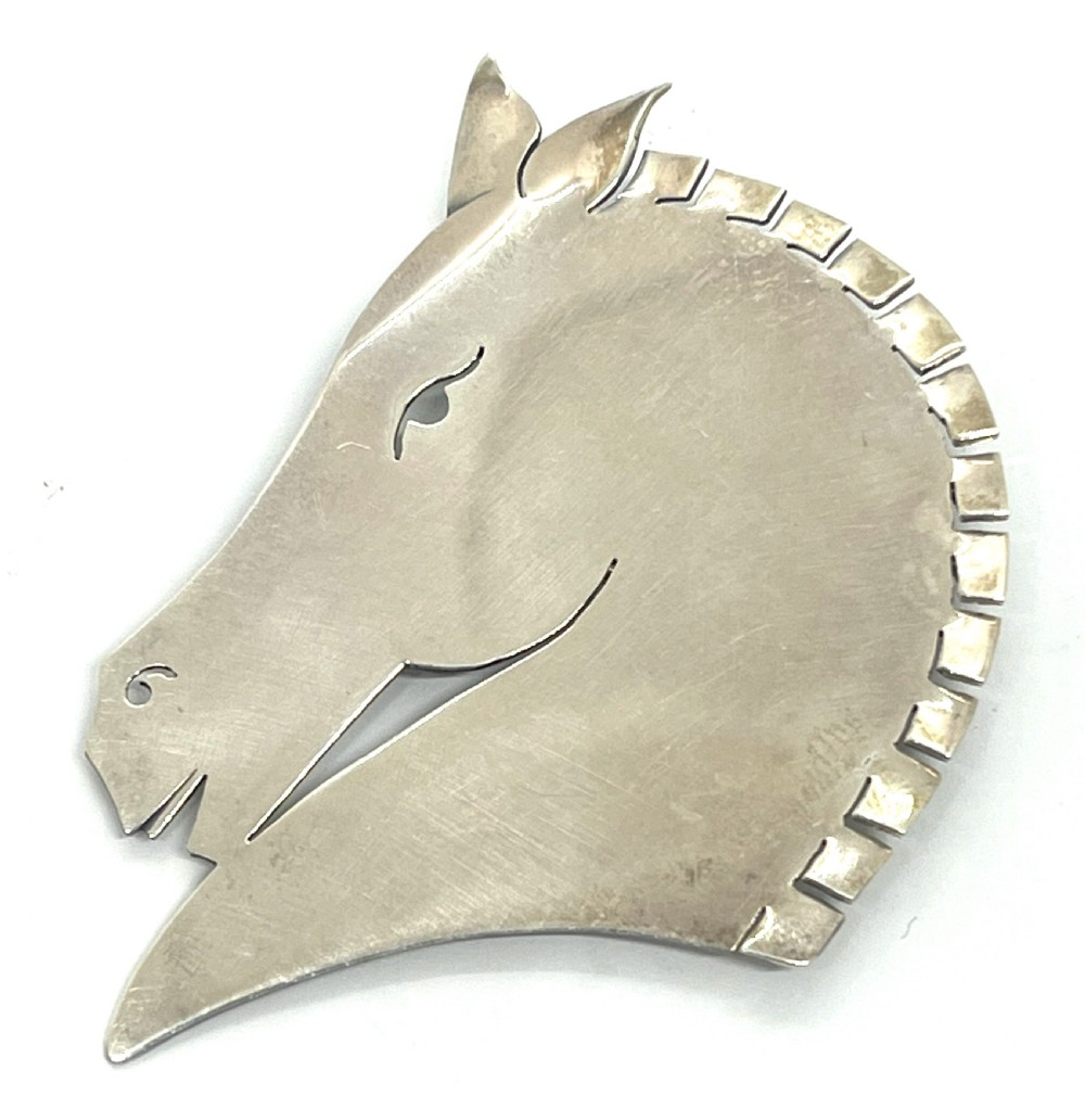 Georg Jensen Norwegian Horse's Head Design Silver Brooch 90