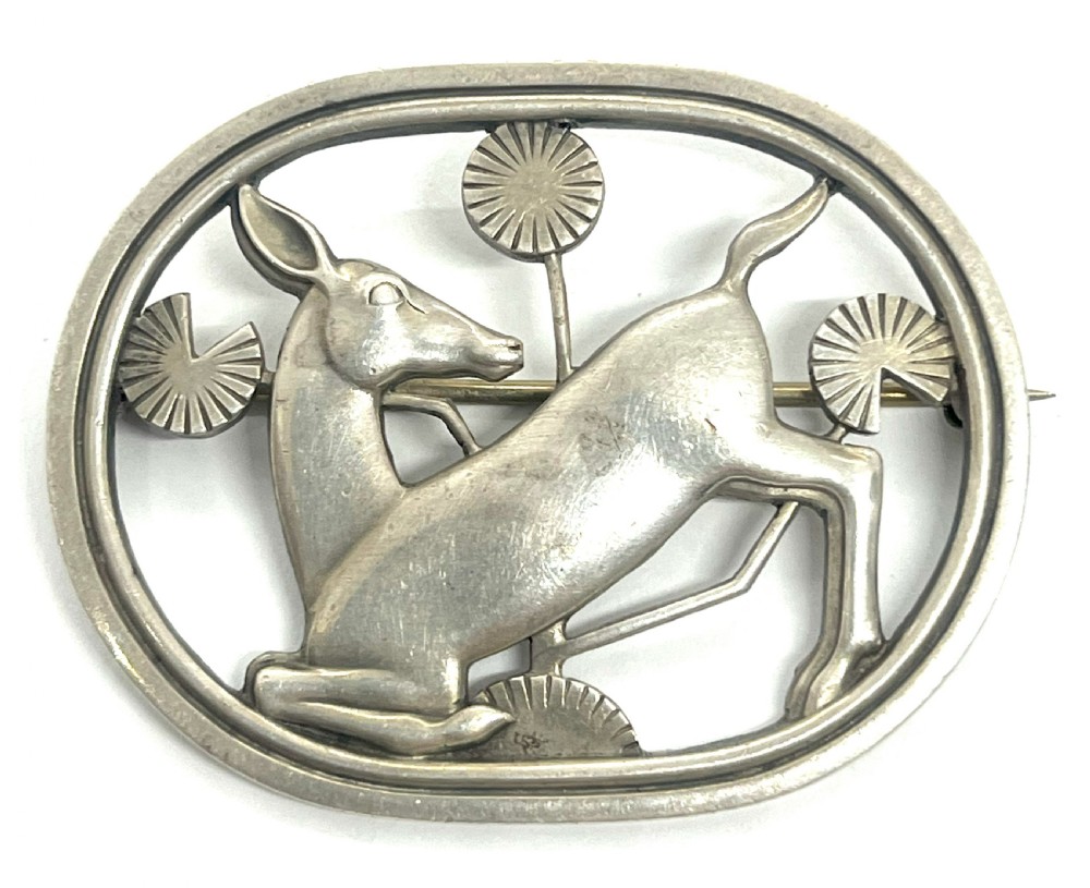 Georg Jensen Norwegian Silver Deer Brooch 256