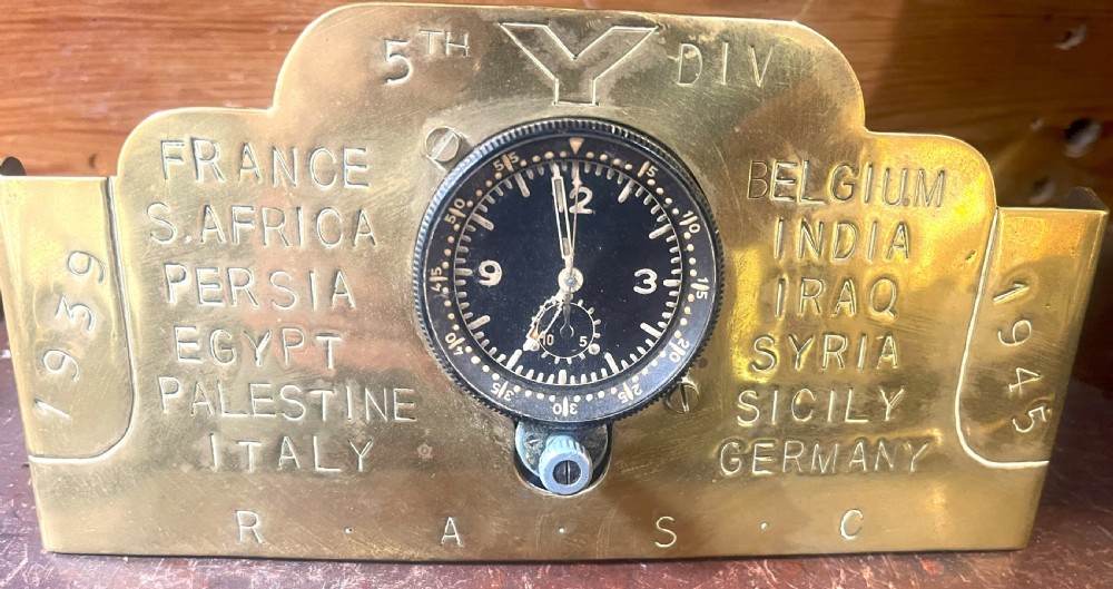 WW2 Luftwaffe Aircraft Cockpit Clock With Brass Service Display Mount