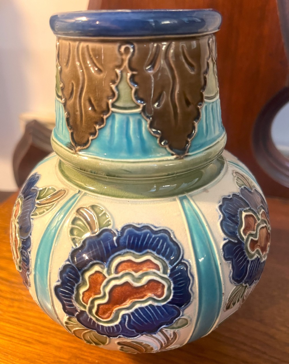 Rare Burmantofts Squat Vase View V