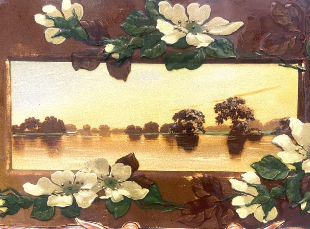 Rare Burmantofts Pottery Rectangular Wall Plaque View II