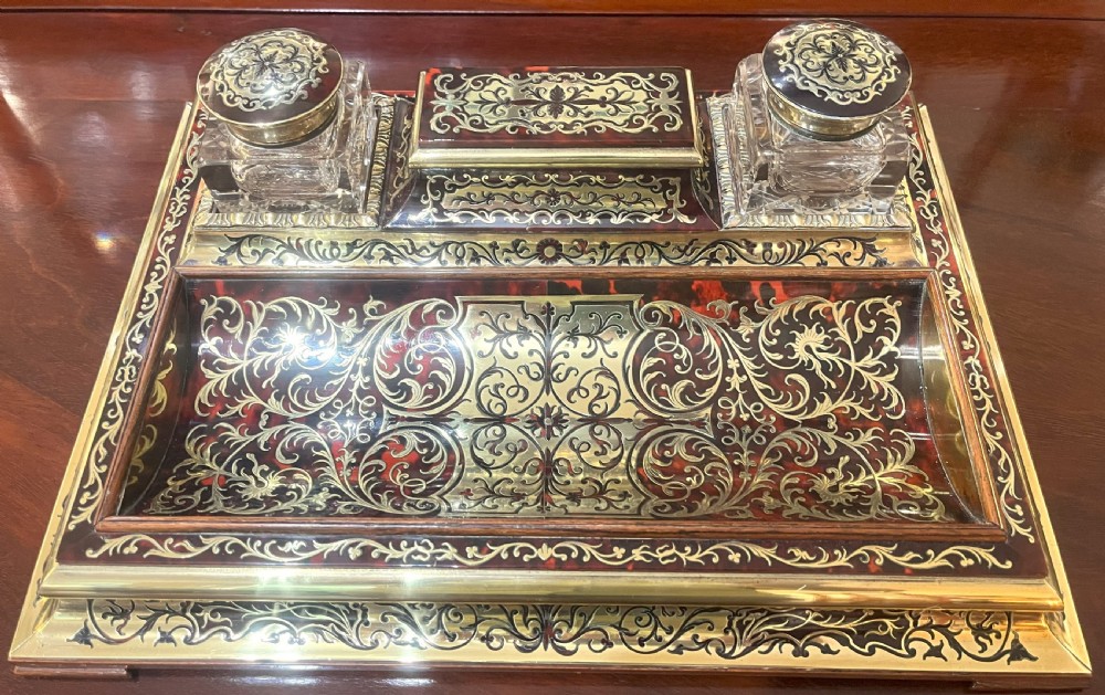 Stunning English Boulle Work Desk Top Stationery Set For Asprey Of London View II