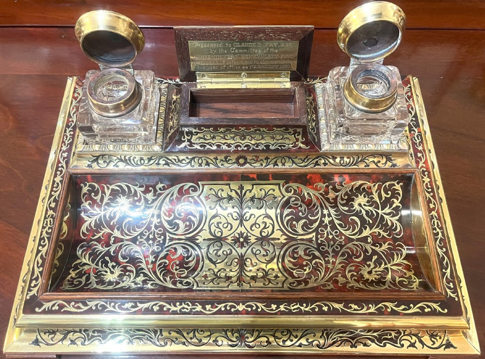 Stunning English Boulle Work Desk Top Stationery Set For Asprey Of London View III