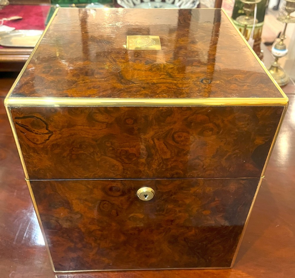 Fabulous Walnut Decanter Box With Four Crystal Decanters View II