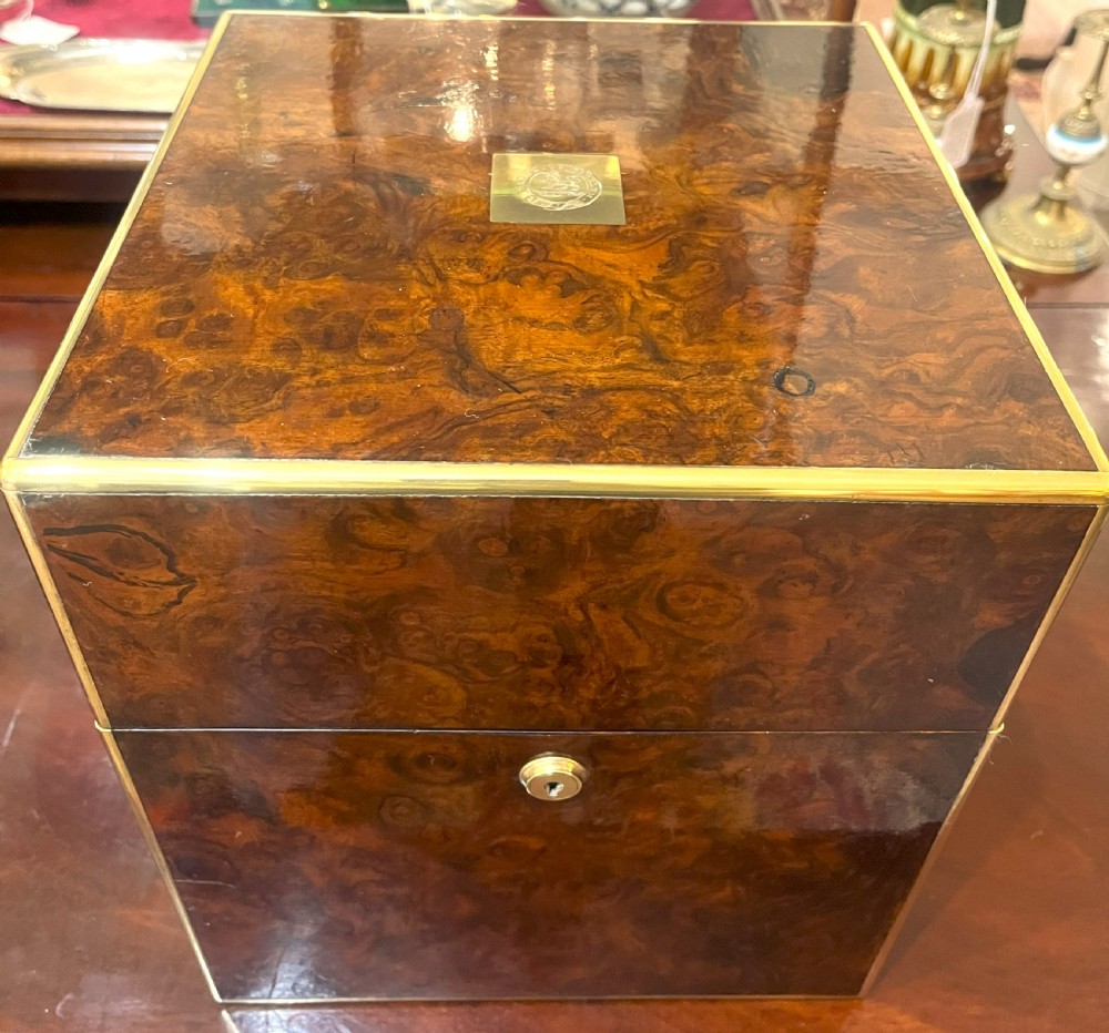 Fabulous Walnut Decanter Box With Four Crystal Decanters View III
