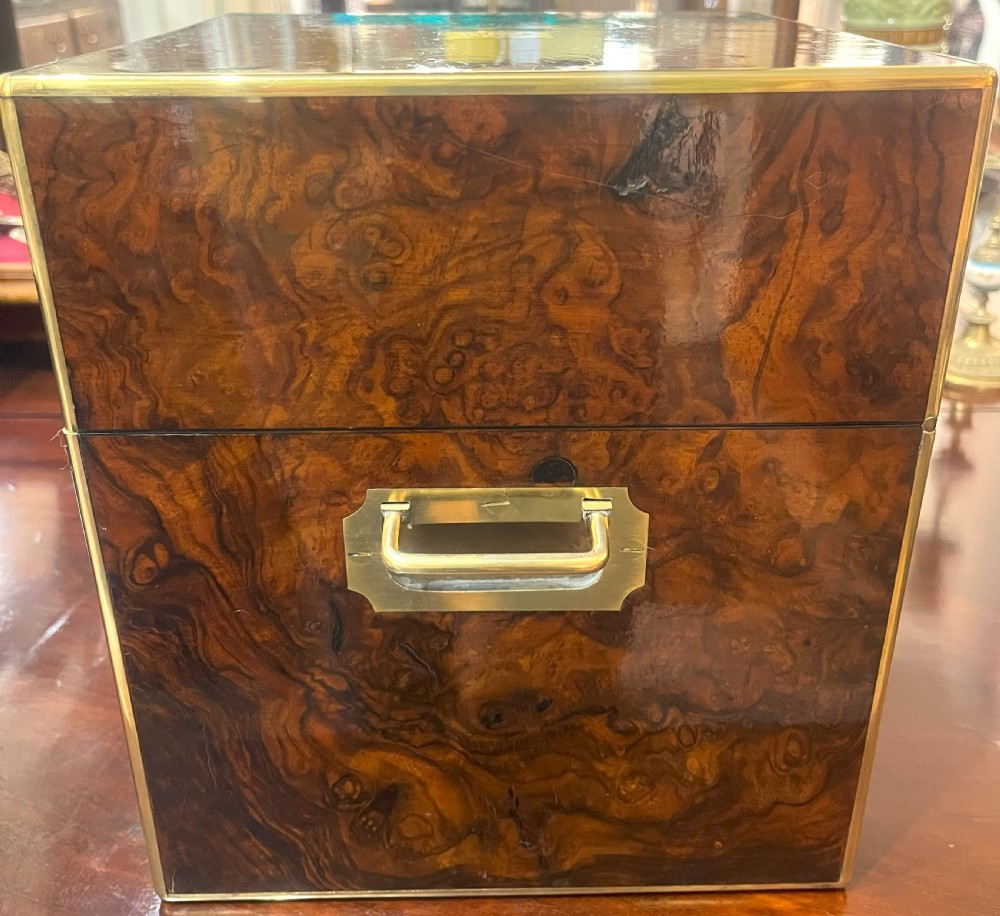 Fabulous Walnut Decanter Box With Four Crystal Decanters View V