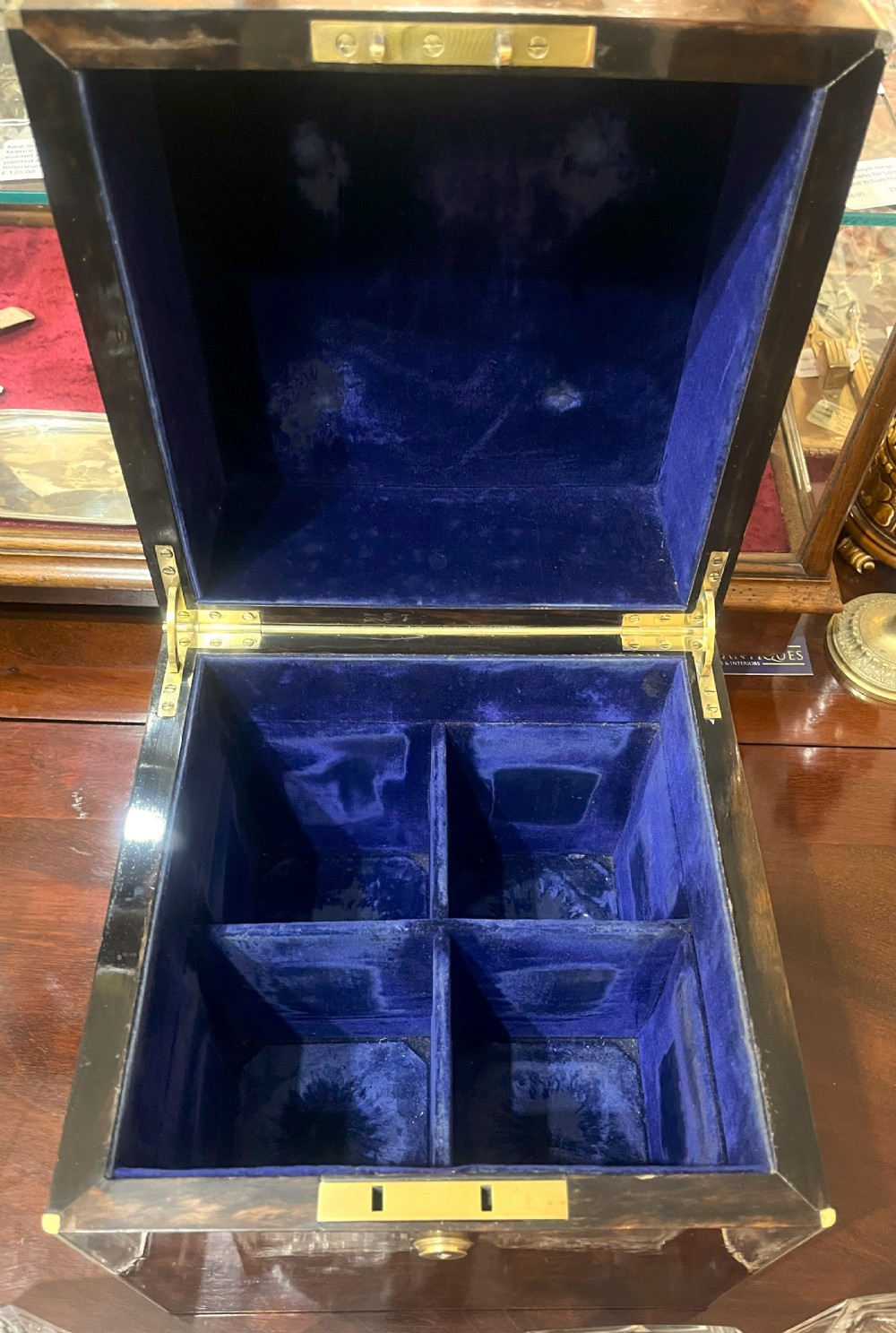 Fabulous Walnut Decanter Box With Four Crystal Decanters View VIII