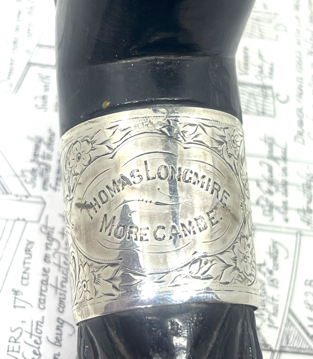 Carved Ebonised Walking Cane Belonging To Thomas Longmire, Champion English Wrestler View IV