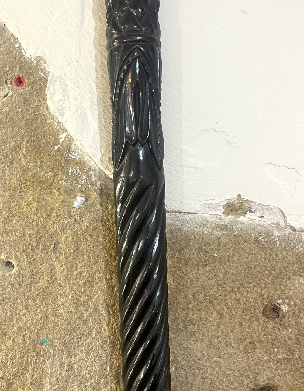 Carved Ebonised Walking Cane Belonging To Thomas Longmire, Champion English Wrestler View XI
