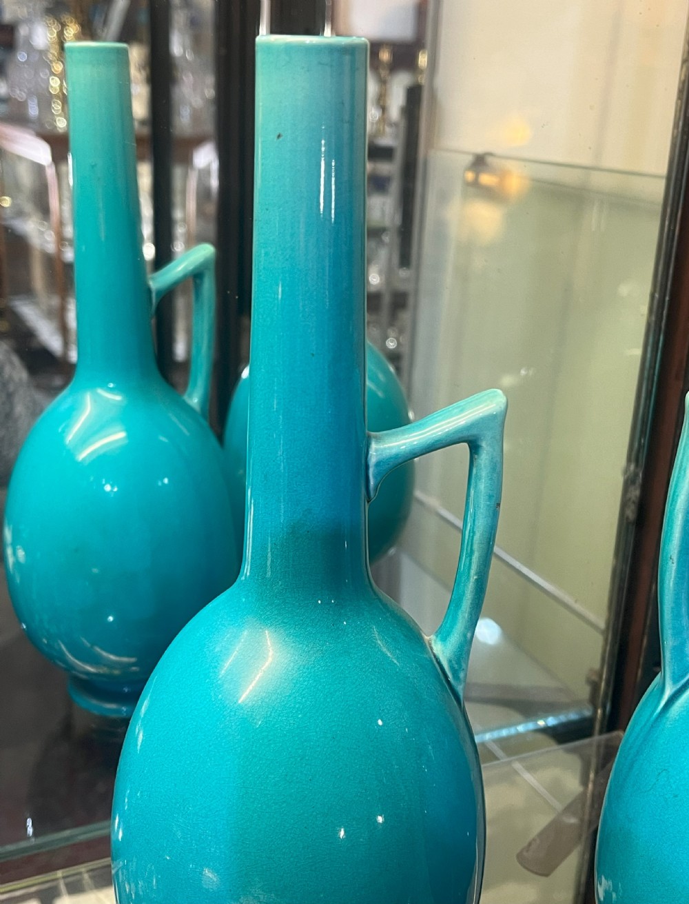 Fine Aesthetic Pair Burmantofts Vases After Dr. Christopher Dresser View III