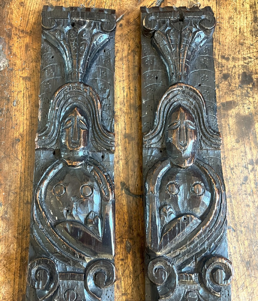 Pair Of Fine 17th Century Oak Terms View IV