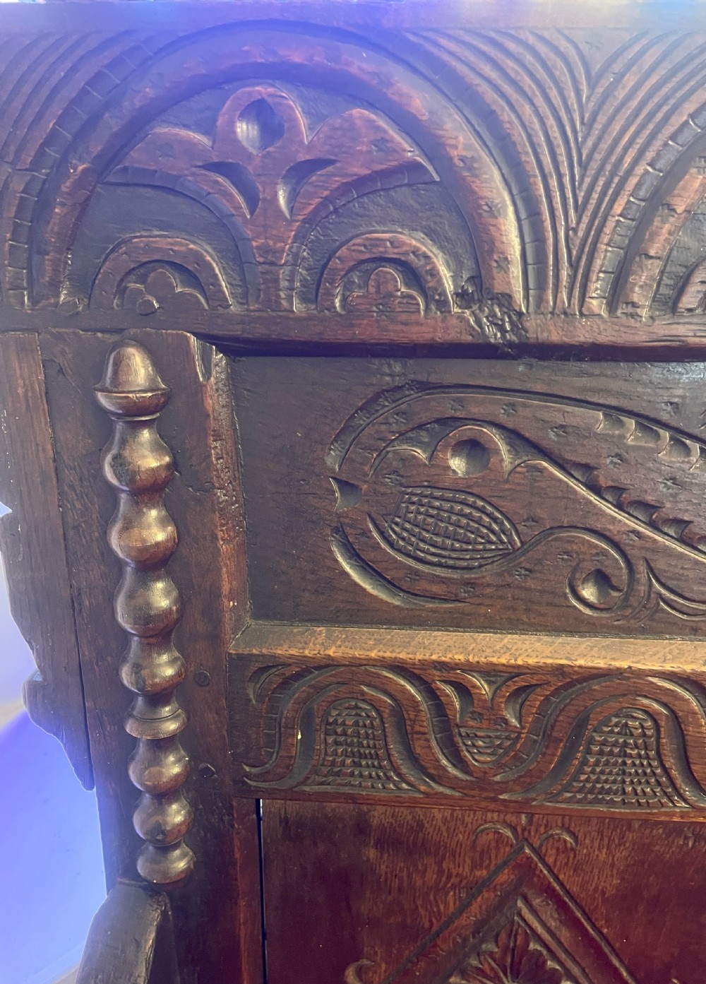 Fine Charles II Yorkshire Oak Settle c1670 View IV