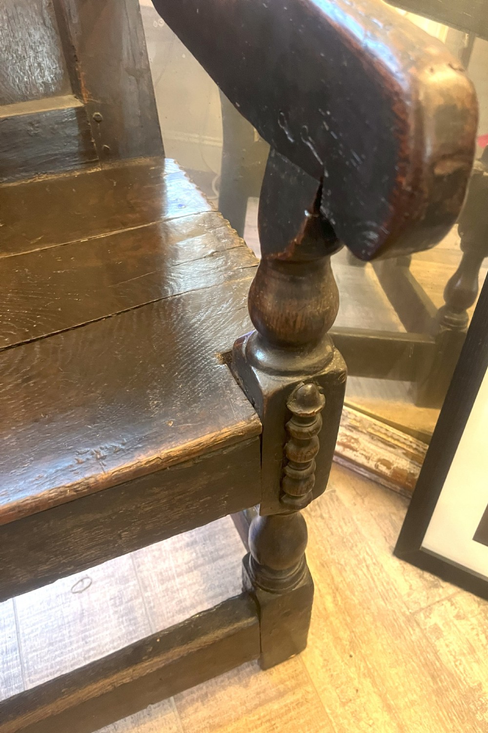 Fine Charles II Yorkshire Oak Settle c1670 View IX