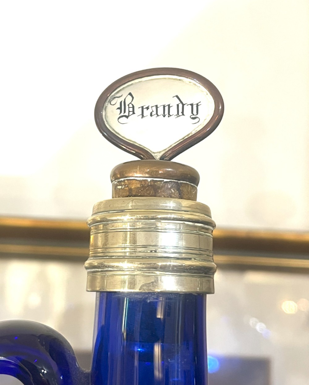 Set Of Three Blue Glass Spirit Decanters View III