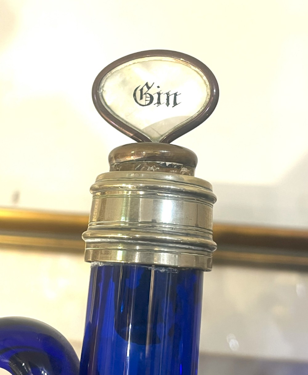 Set Of Three Blue Glass Spirit Decanters View IV