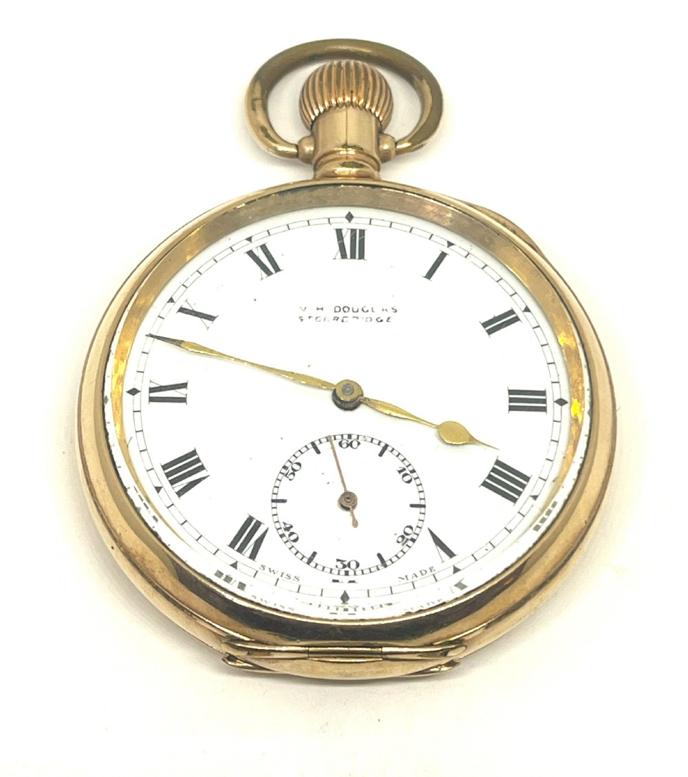 Gold Plated Open Faced Pocket Watch