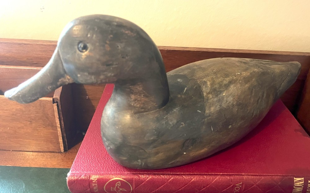 Estate Made Decoy Duck With Glass Eyes View II