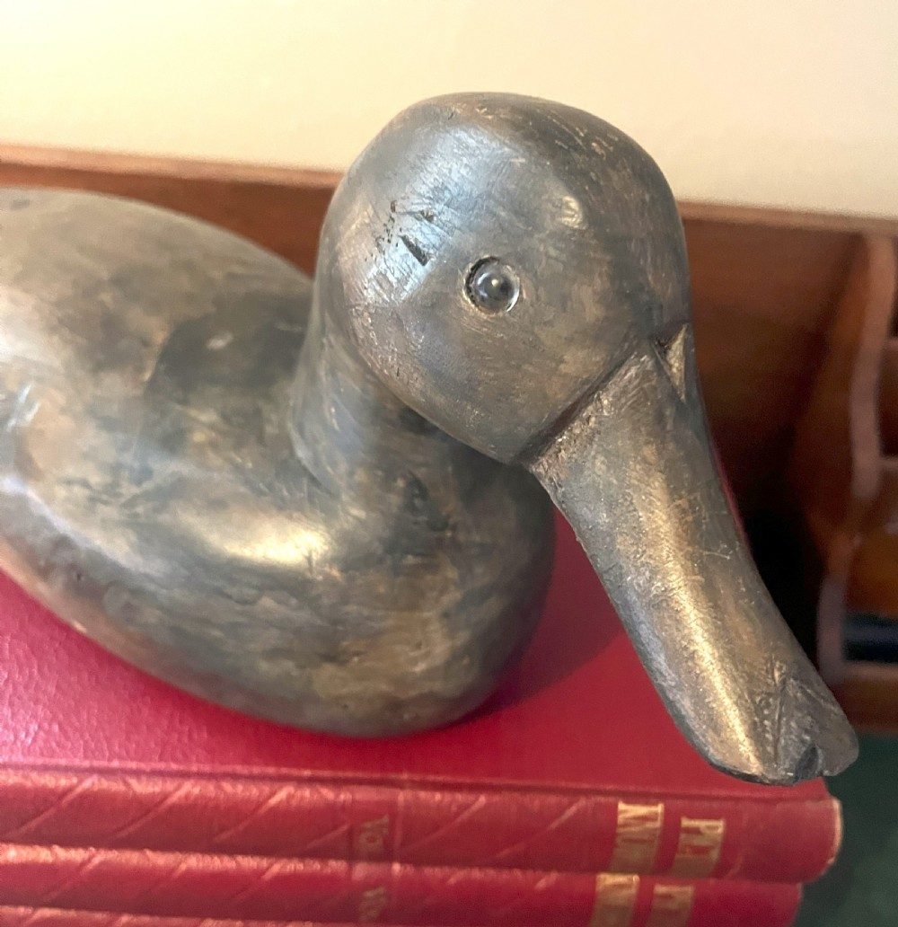 Estate Made Decoy Duck With Glass Eyes View V