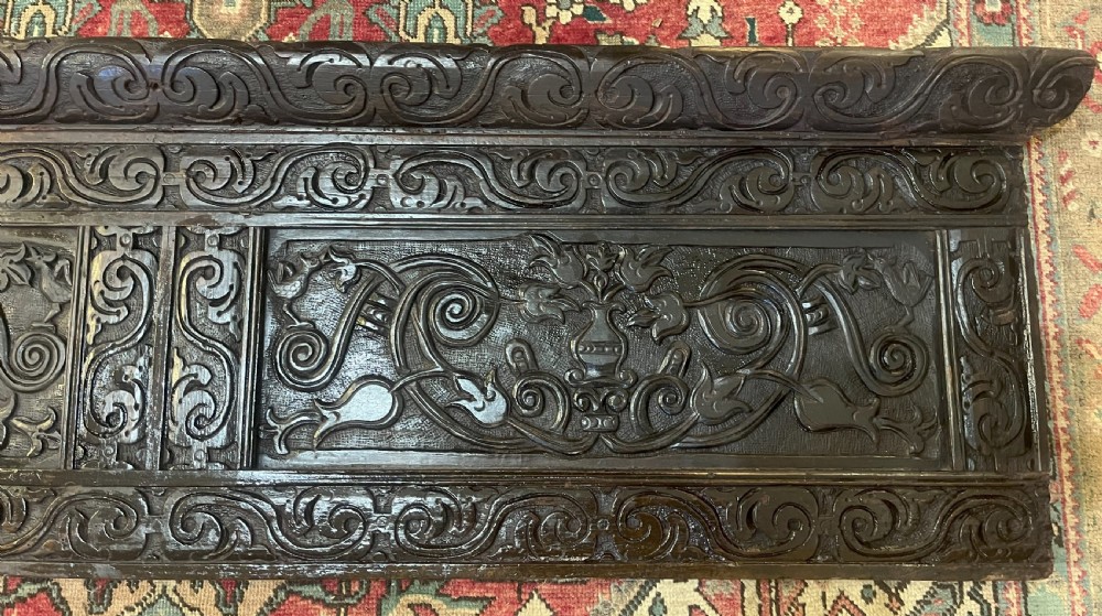 Large 18th Carved Oak Over Mantel Panel View II