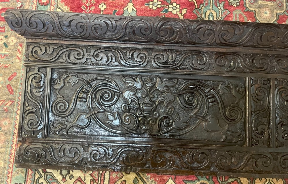 Large 18th Carved Oak Over Mantel Panel View III