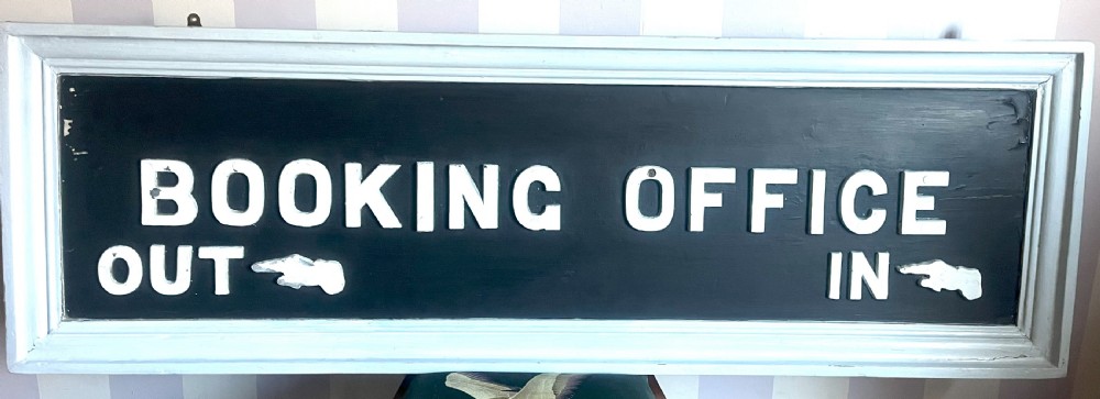 Large Antique Railway Station Booking Office Sign