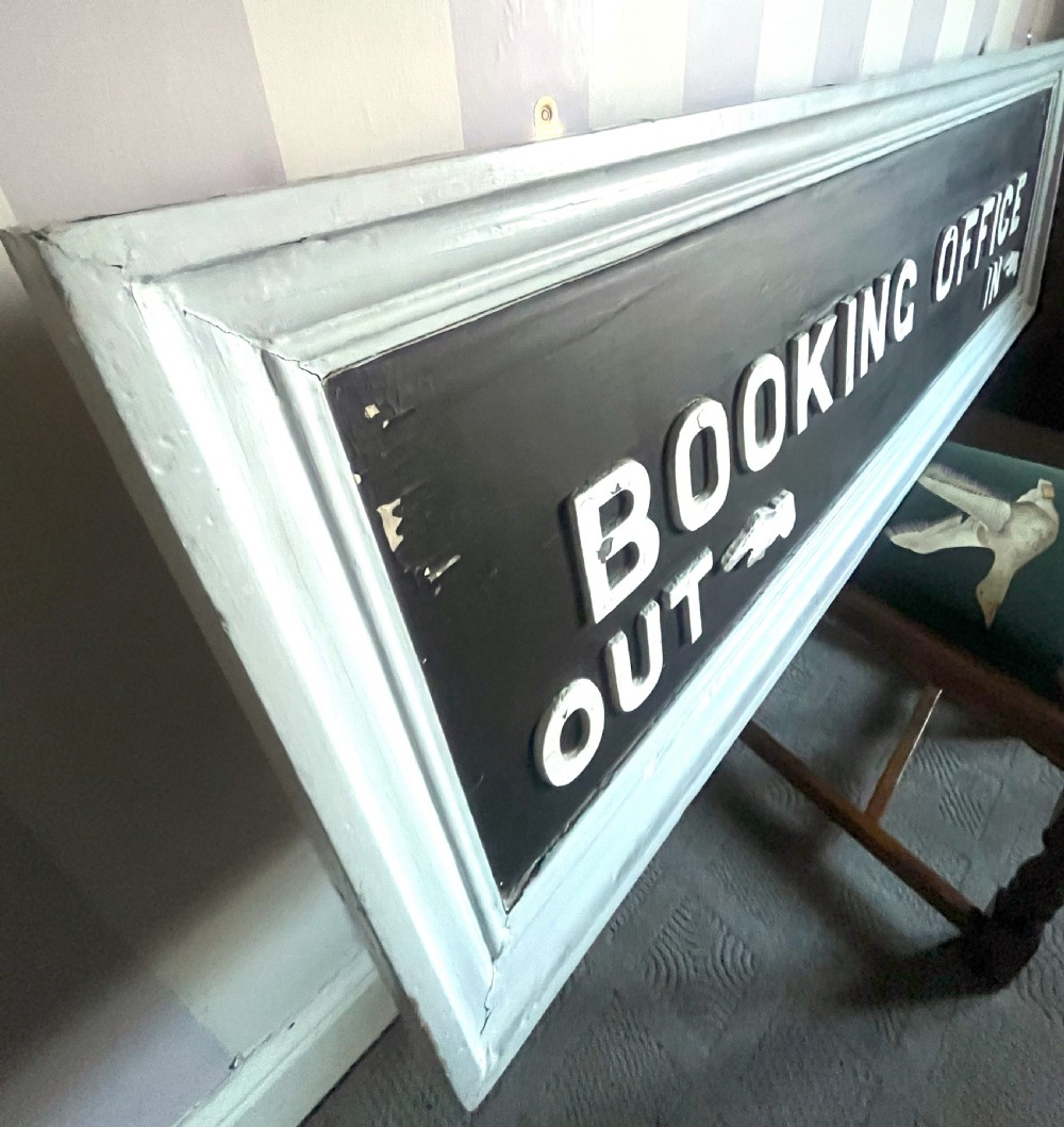Large Antique Railway Station Booking Office Sign View III