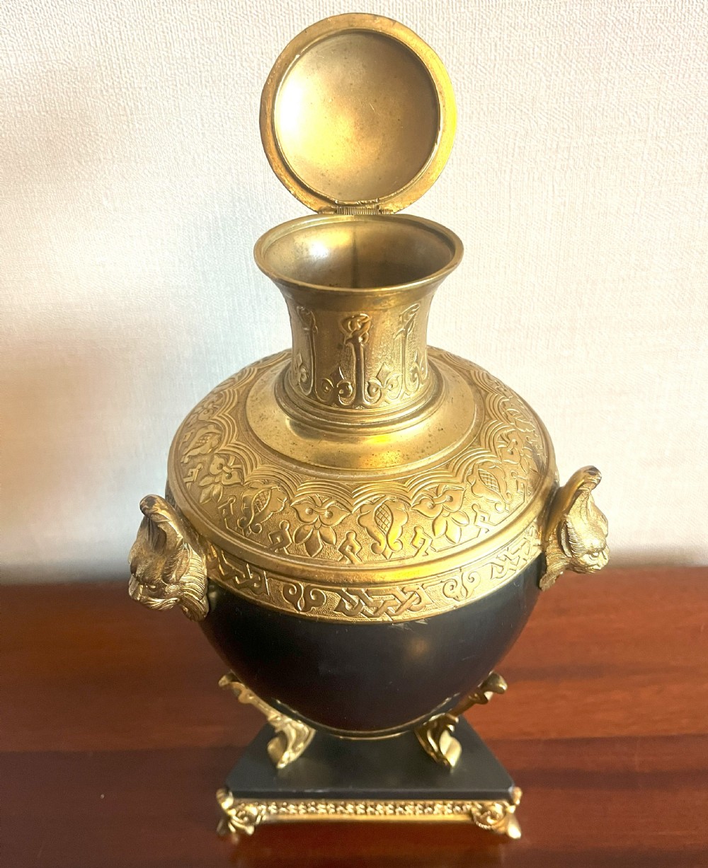 Neo-Classical Black Marble & Gilt Metal Table Urn View III
