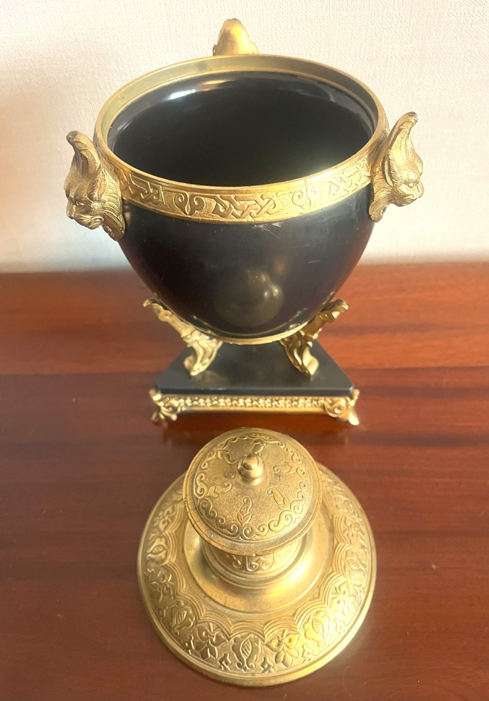 Neo-Classical Black Marble & Gilt Metal Table Urn View IV