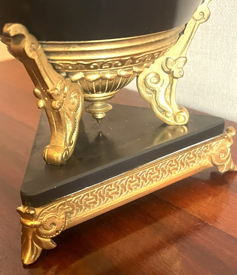 Neo-Classical Black Marble & Gilt Metal Table Urn View VI