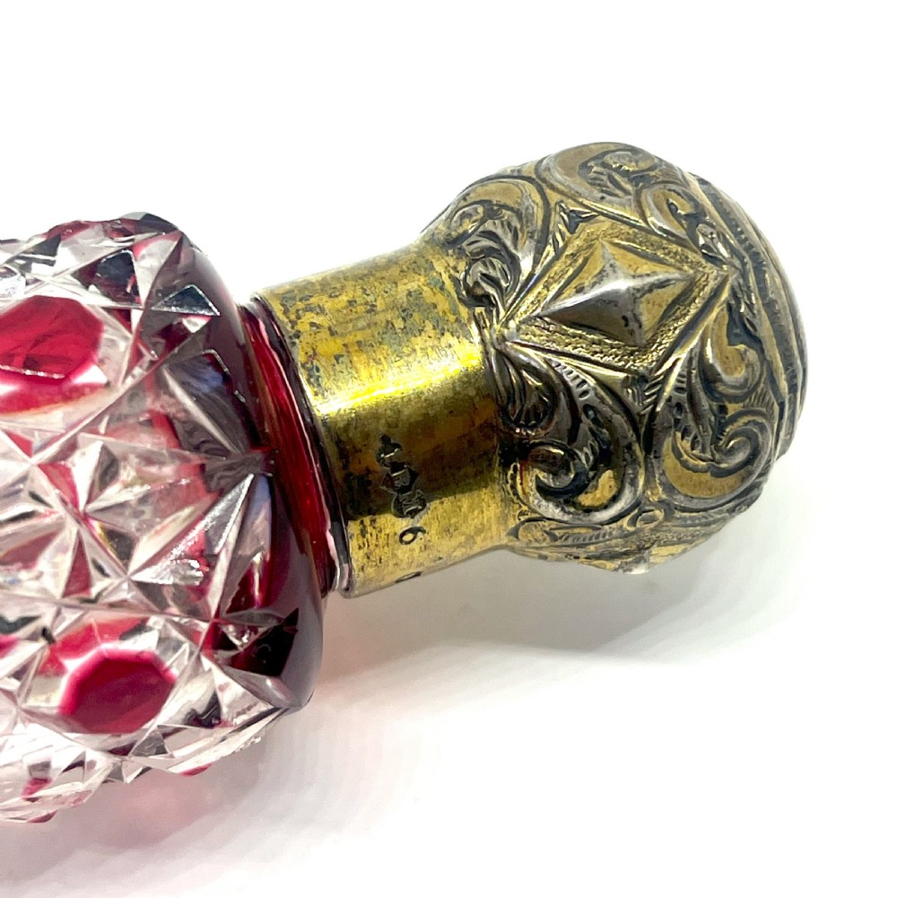 Exquisite Cut Glass Silver Topped Perfume Bottle View III