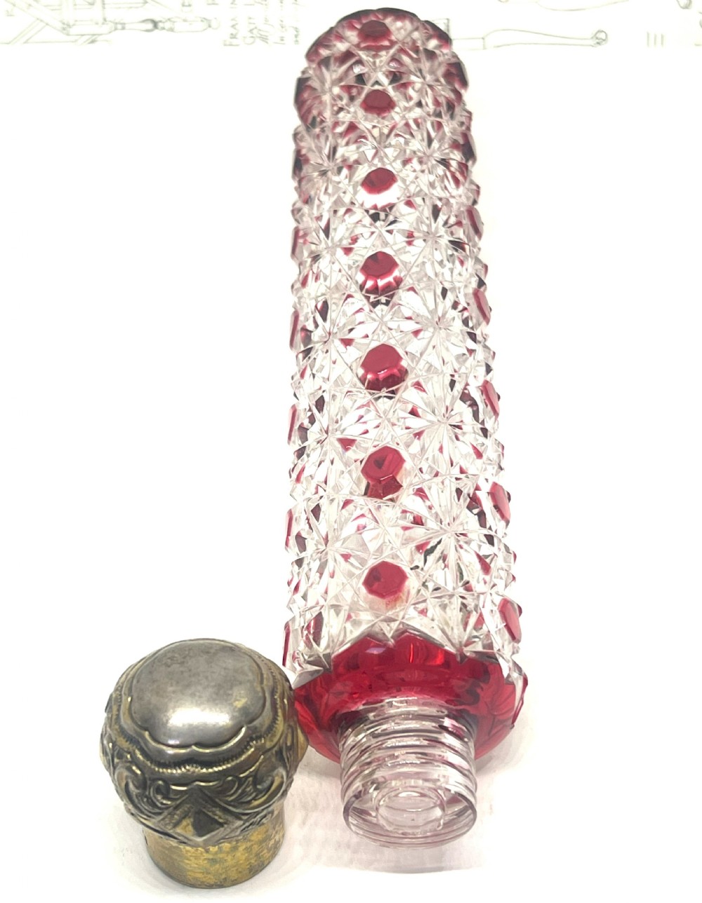 Exquisite Cut Glass Silver Topped Perfume Bottle View VII