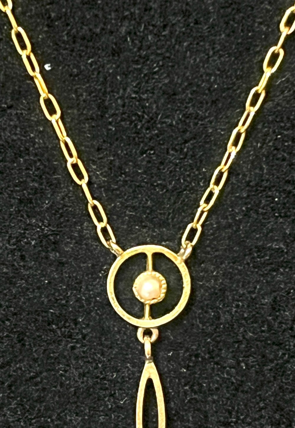 Exquisite Edwardian 15ct Gold, Topaz & Seed Pearl Necklace and Pendant View II