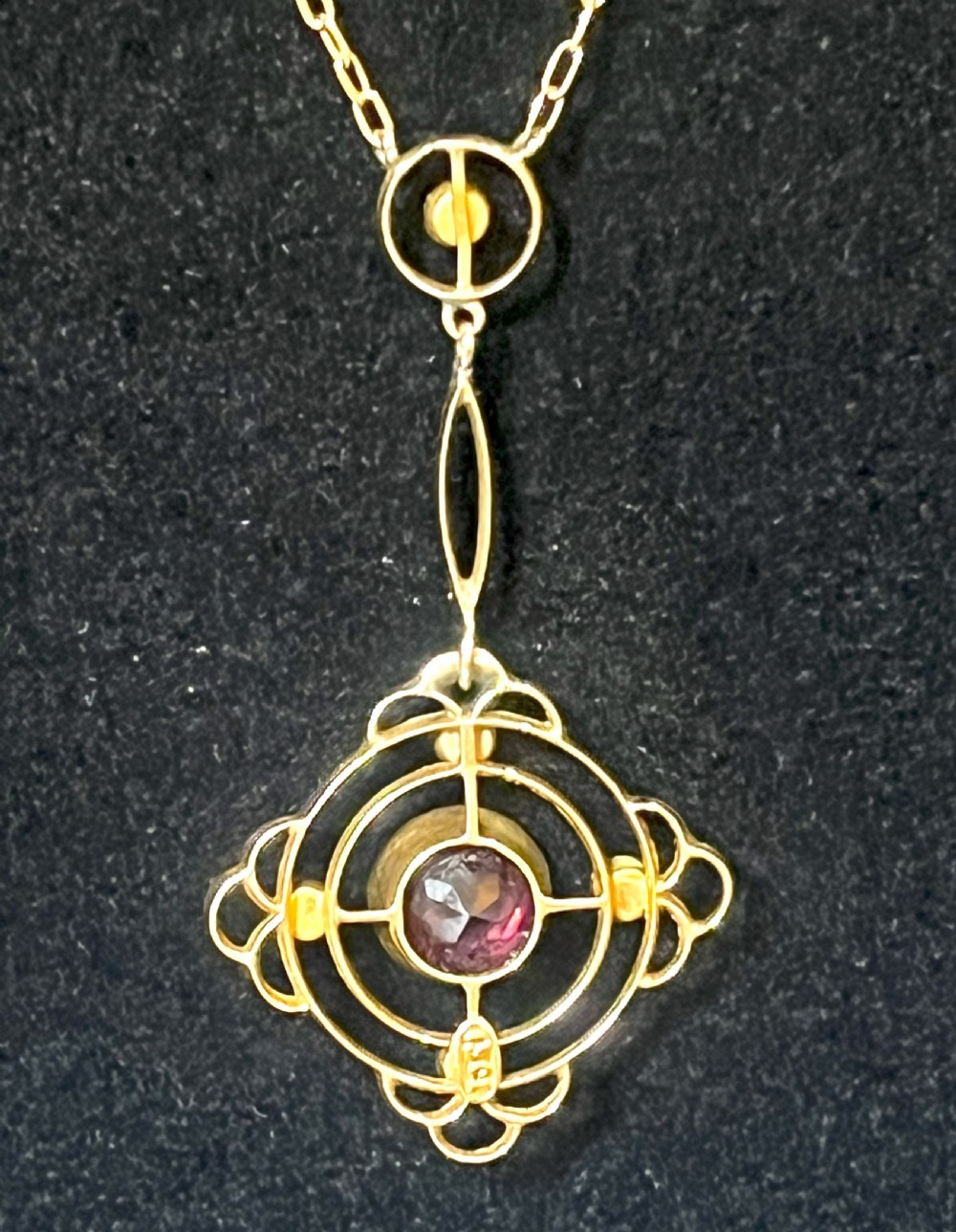 Exquisite Edwardian 15ct Gold, Topaz & Seed Pearl Necklace and Pendant View IV