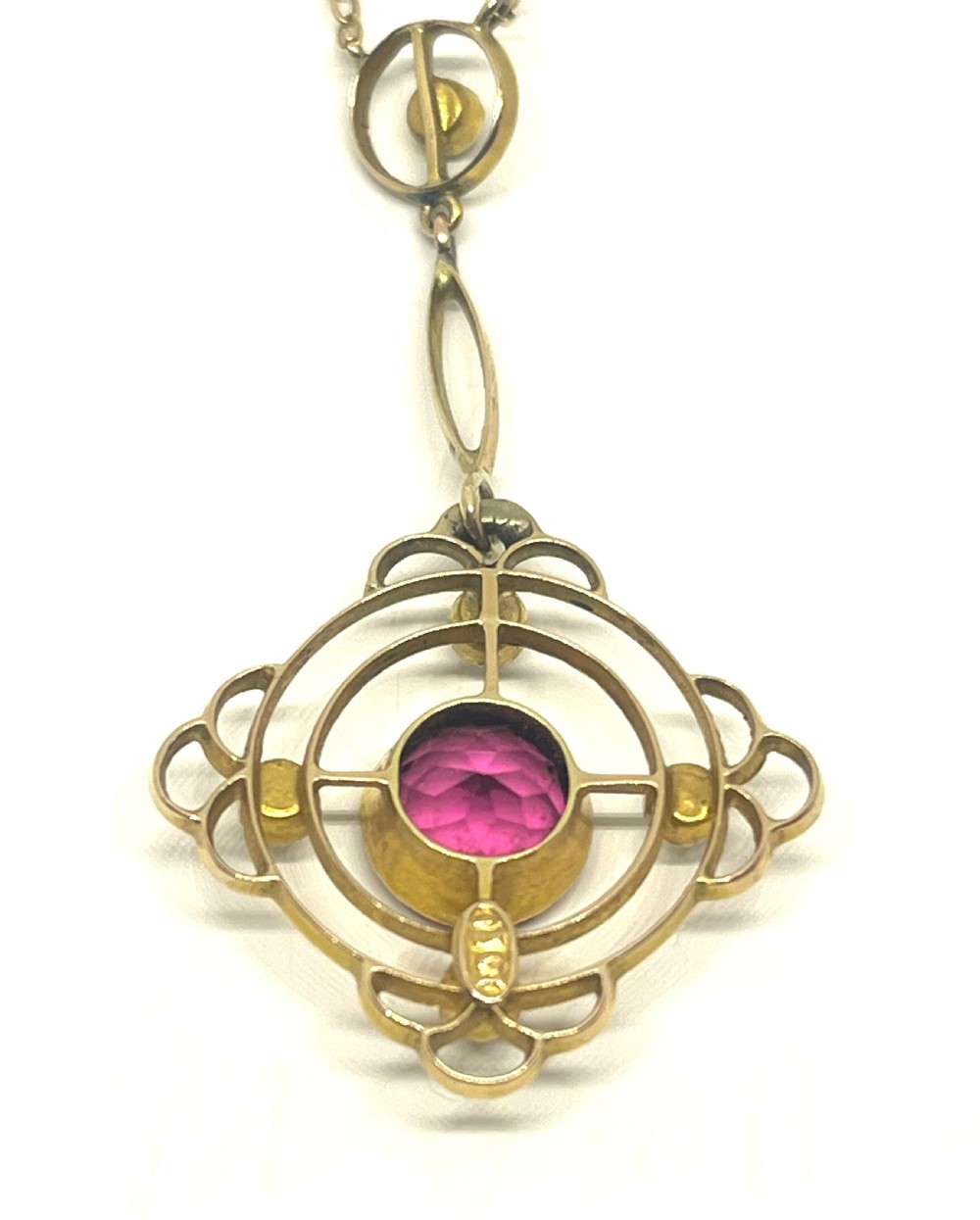 Exquisite Edwardian 15ct Gold, Topaz & Seed Pearl Necklace and Pendant View X