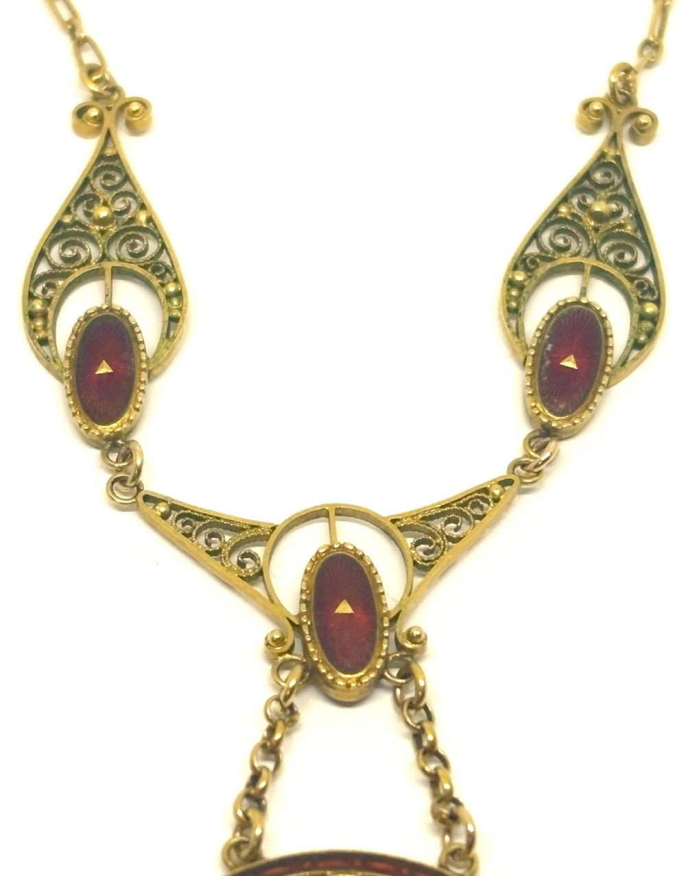Fine and Rare Marius Hammer 15ct Gold, Pink Topaz and Seed Pearl Pendant and Necklace View VII