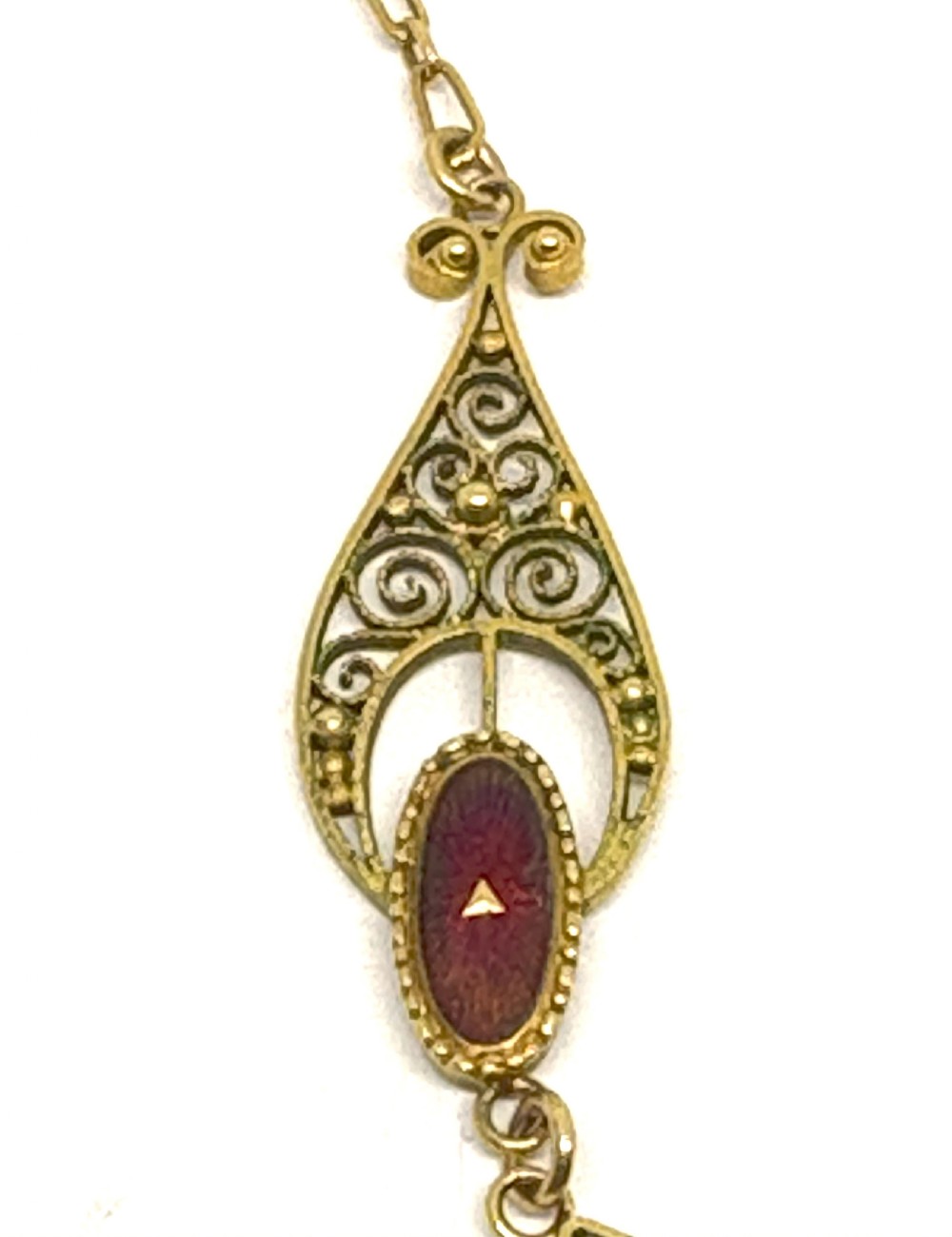 Fine and Rare Marius Hammer 15ct Gold, Pink Topaz and Seed Pearl Pendant and Necklace View VIII
