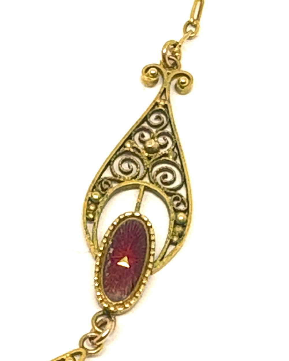 Fine and Rare Marius Hammer 15ct Gold, Pink Topaz and Seed Pearl Pendant and Necklace View IX