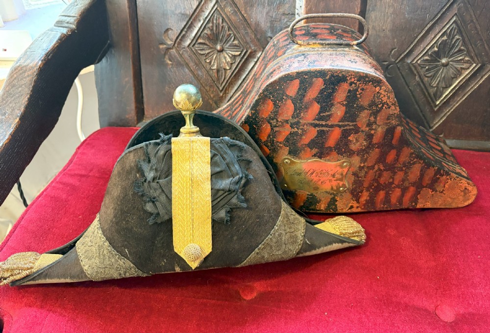 Edwardian Army Officer's Beaver Skin Bicorn Hat & Box