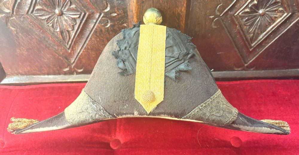 Edwardian Army Officer's Beaver Skin Bicorn Hat & Box View V
