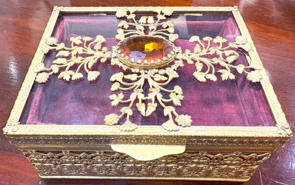 Fine French 19th Gilt Metal Jewellery Box