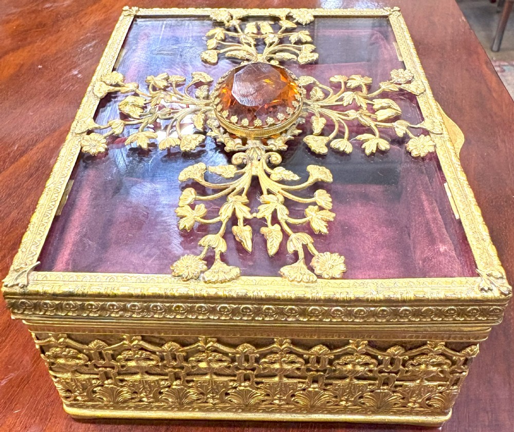 Fine French 19th Gilt Metal Jewellery Box View III