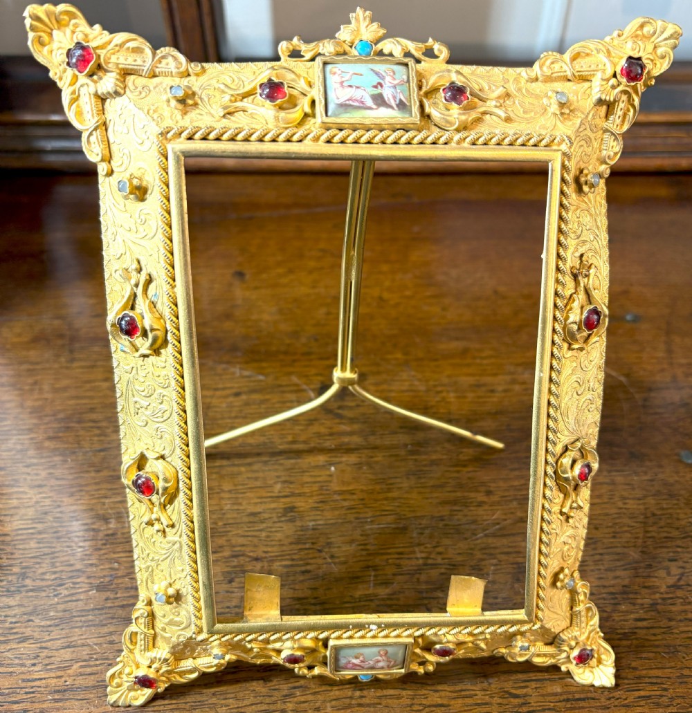 Fabulous 19th Century Gilt Metal Bejewelled Table Frame