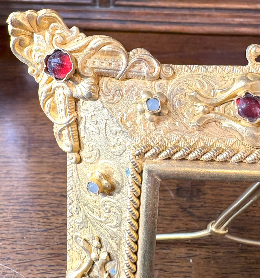 Fabulous 19th Century Gilt Metal Bejewelled Table Frame View IV