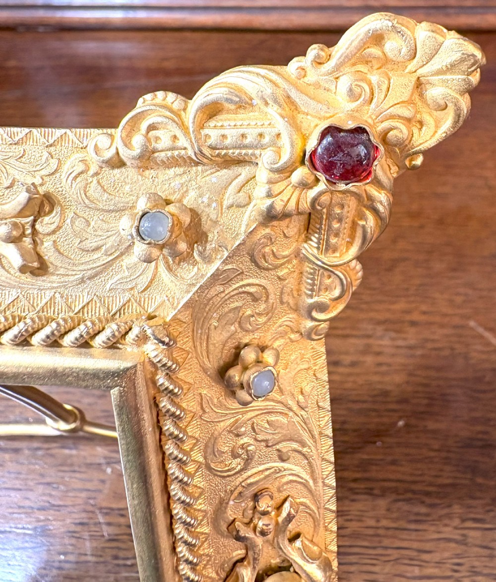 Fabulous 19th Century Gilt Metal Bejewelled Table Frame View V