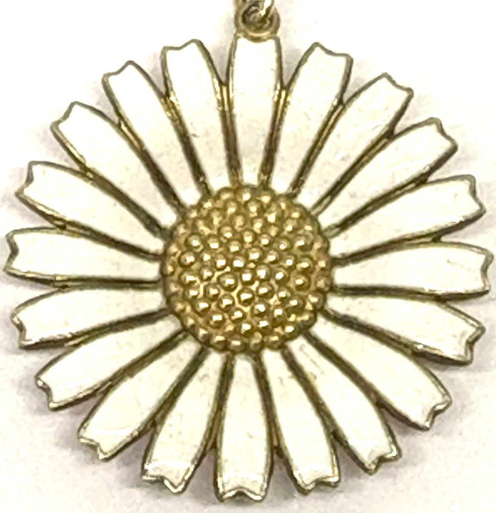 Georg Jensen Silver & Enamel Daisy Pendant View II