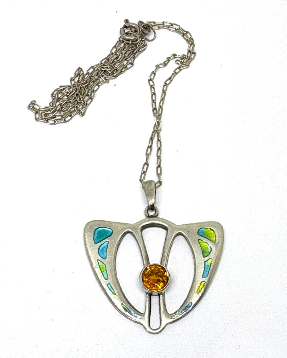 Charles Horner Silver & Enamel Pendant and Chain